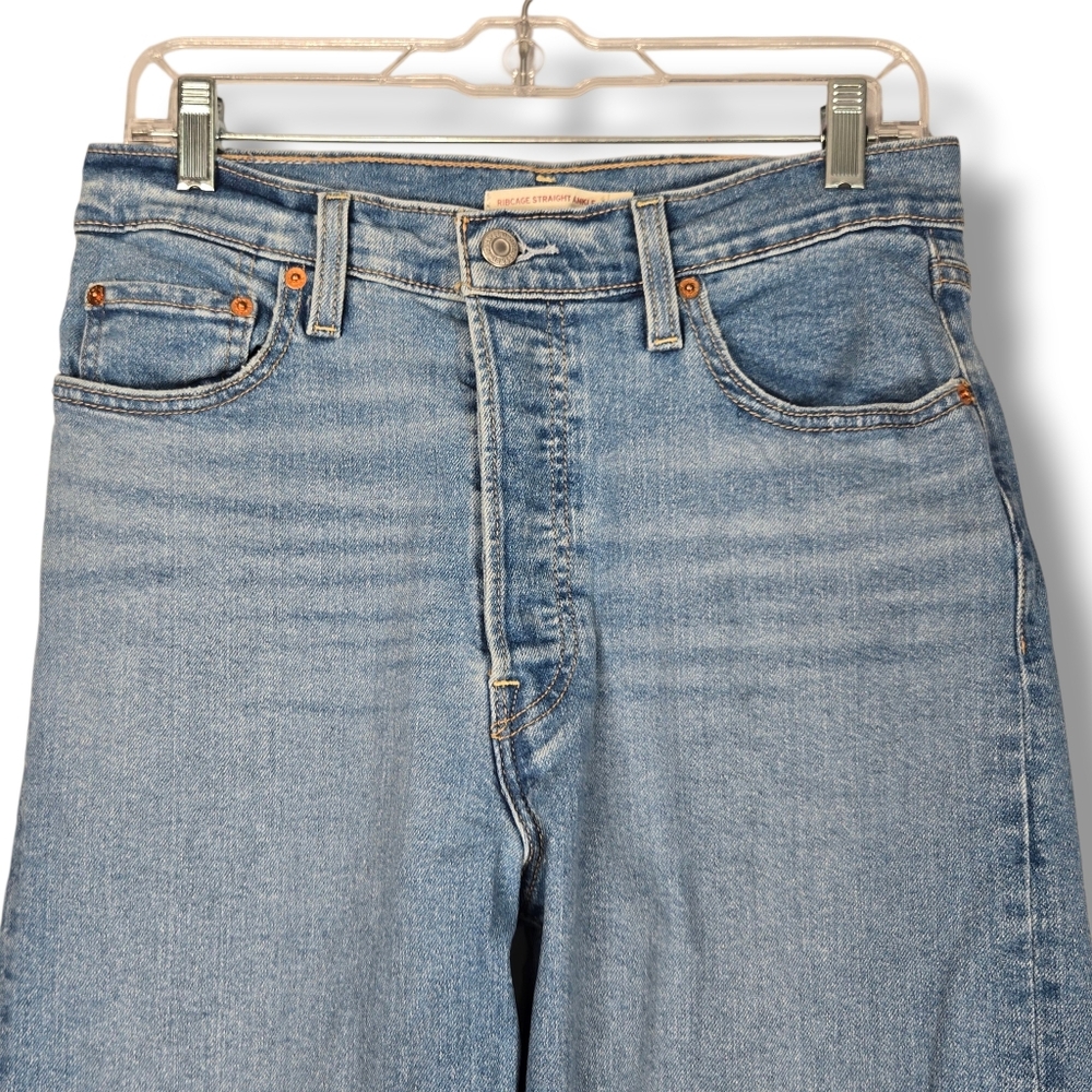 Levi's Ribcage Straight Ankle Jean Women's Size 29 High Rise Button Fly 27" L - Picture 4 of 16